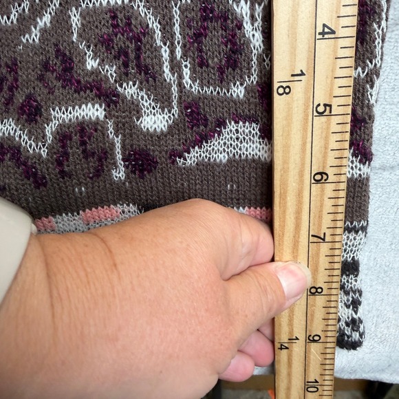 Indie Boho Free People Hooded Duster Cardigan Burgundy Knit Star Long Sweater S - Picture 7 of 8